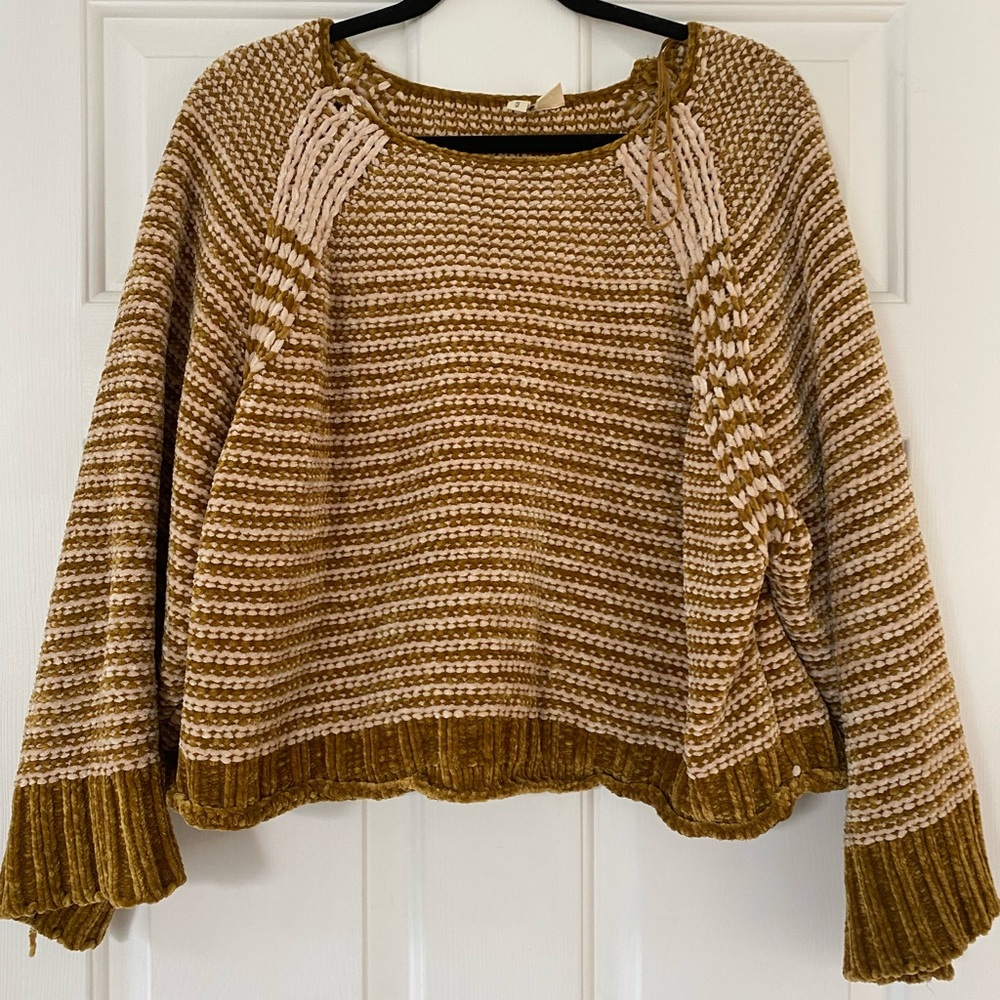 Gold and off-white anthro sweater